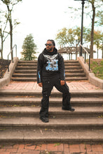Load image into Gallery viewer, Distressed Ashes to Angels Hoodie Blue/Black
