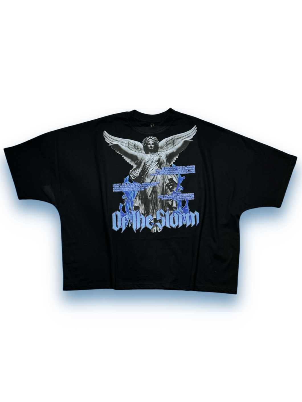 Oversized Ashes to Angels Boxy Tee - Blue/Black